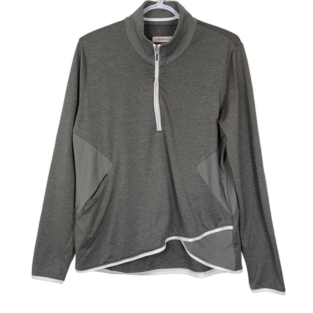 Pebble Beach Dry-Luxe Grey Golf 1/4” Pullover Performance Activewear Swe…